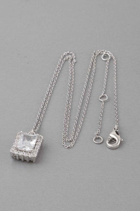 Framed Rhinestone Pendant Necklace