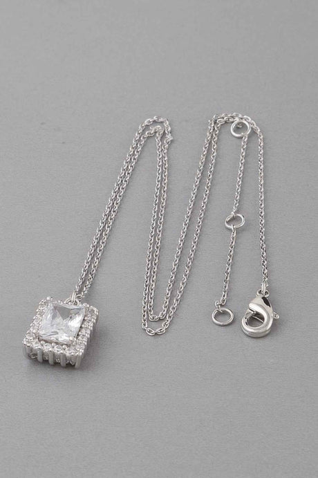 Framed Rhinestone Pendant Necklace