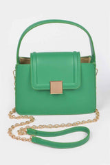 Faux Leather Top Handle Crossbody Bag