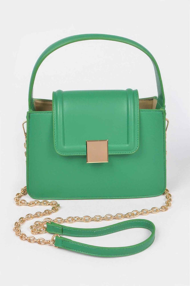 Faux Leather Top Handle Crossbody Bag