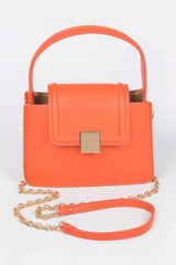 Faux Leather Top Handle Crossbody Bag