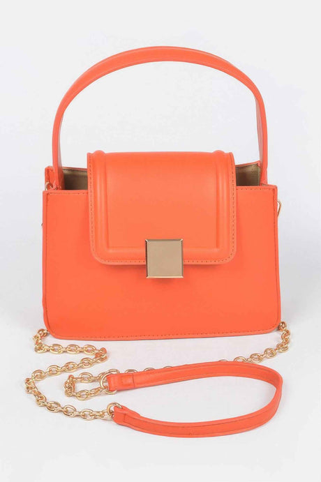 Faux Leather Top Handle Crossbody Bag
