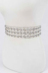 Multi Large Stone Clear Waist Belt