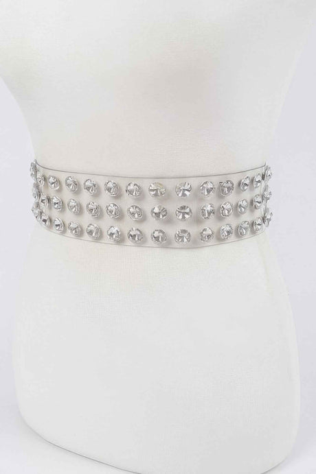 Multi Large Stone Clear Waist Belt