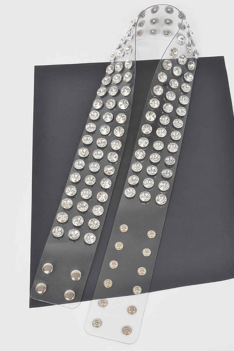 Multi Large Stone Clear Waist Belt