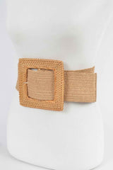 Oversized Bamboo Buckle Waist Elastic Belt