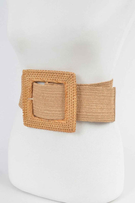 Oversized Bamboo Buckle Waist Elastic Belt