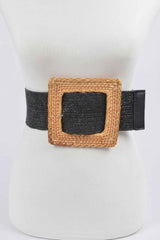 Oversized Bamboo Buckle Waist Elastic Belt