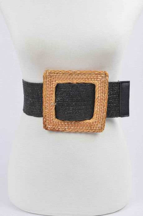 Oversized Bamboo Buckle Waist Elastic Belt