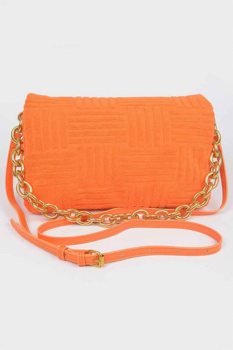 Towel Embossed Chain Flap Bag