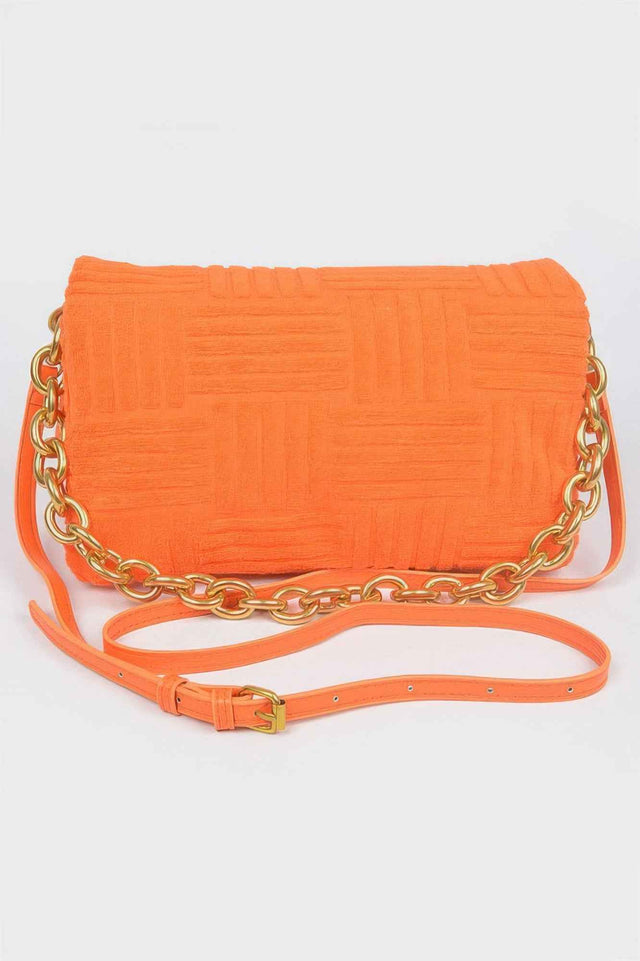 Towel Embossed Chain Flap Bag
