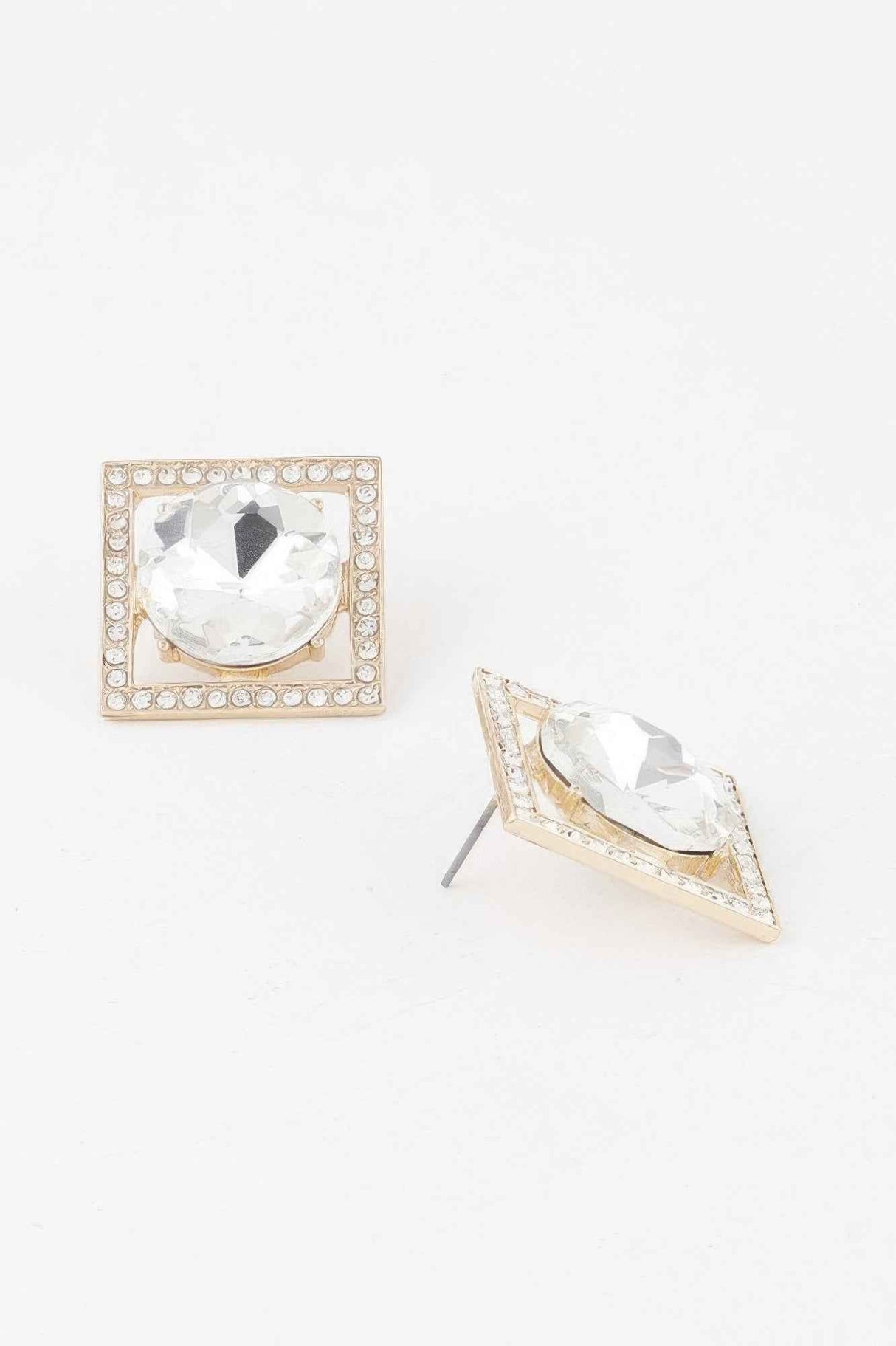 Framed Rhinestone Stud Earrings