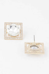 Framed Rhinestone Stud Earrings