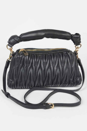 Quilted Faux Leather Top Handle Bag