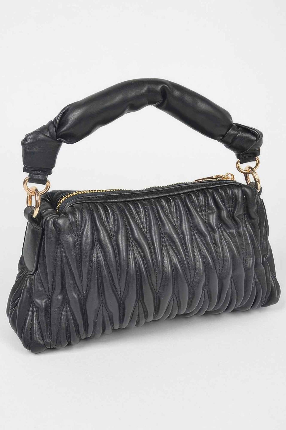 Quilted Faux Leather Top Handle Bag