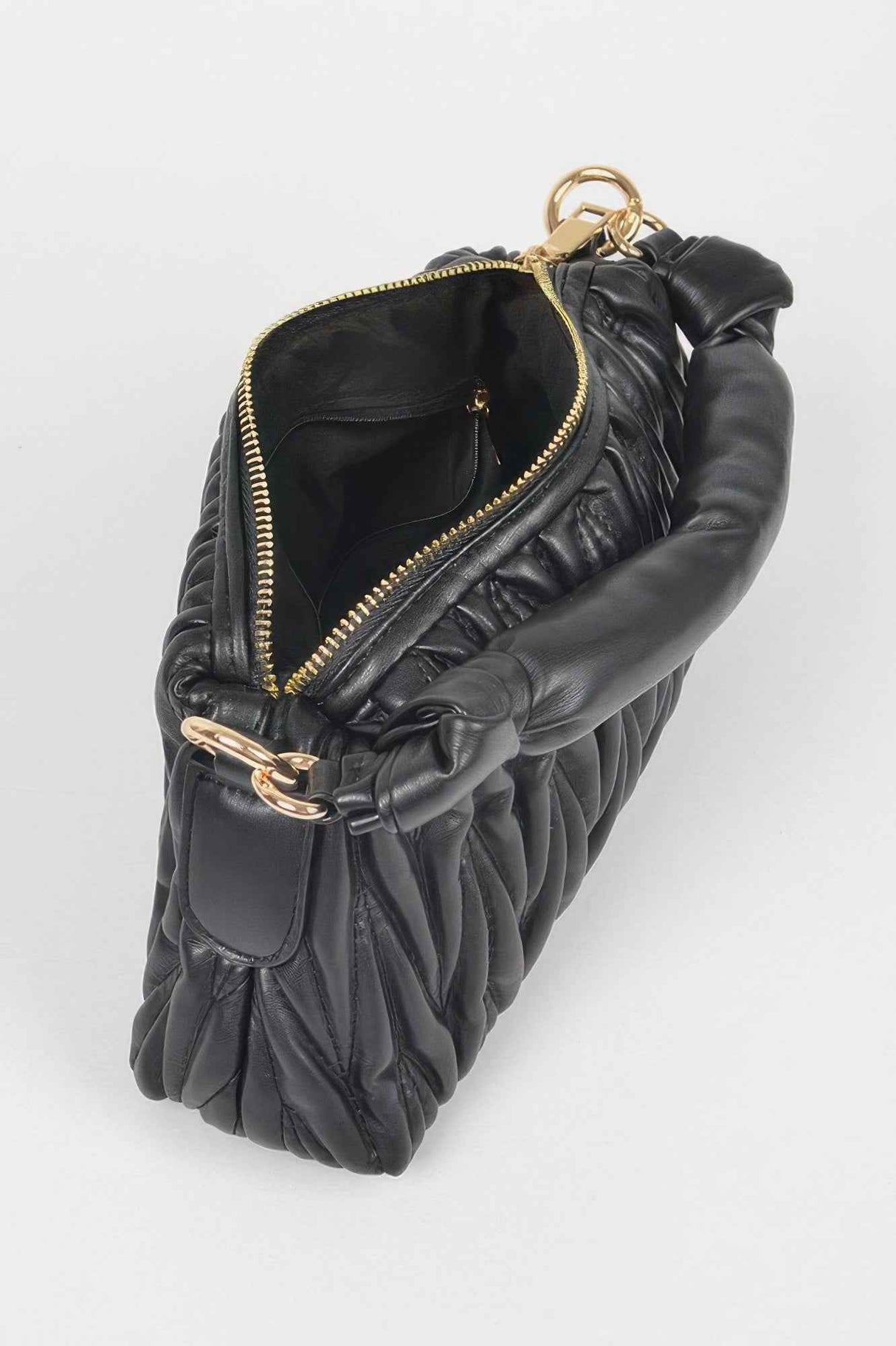 Quilted Faux Leather Top Handle Bag