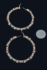 Multi Rhinestone Hoop Earring