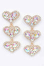 Three Heart Gem Earrings