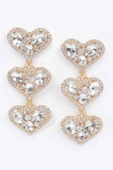 Three Heart Gem Earrings