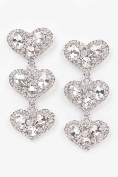 Three Heart Gem Earrings