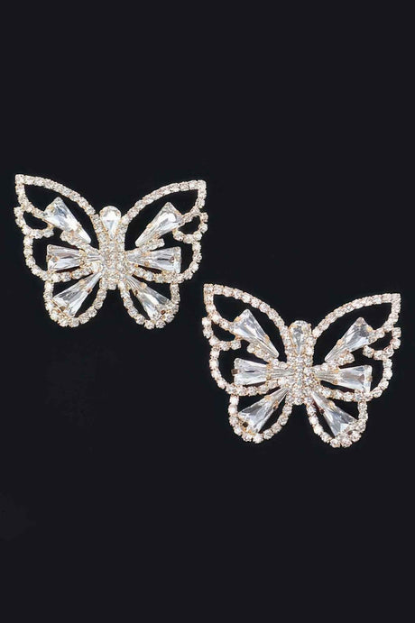 Butterfly Clear Rhinestone Gem Earrings