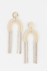 Double Rhinestone Arch Drop Earrings