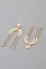 Double Rhinestone Arch Drop Earrings