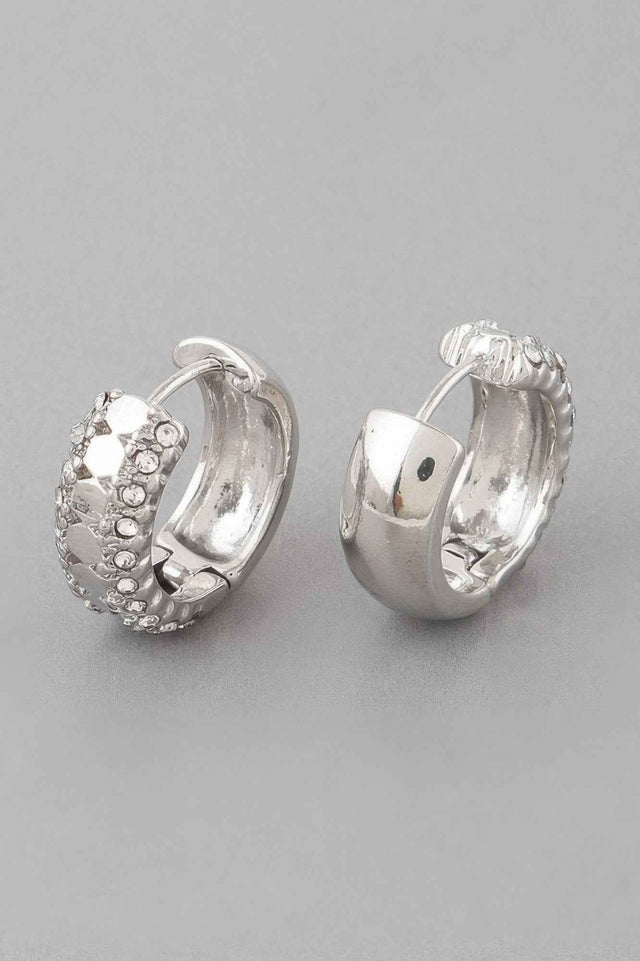 Half Jeweled Hoop Earrings