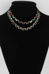 Multi Square Crystal Charm Necklace