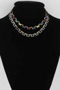 Multi Square Crystal Charm Necklace