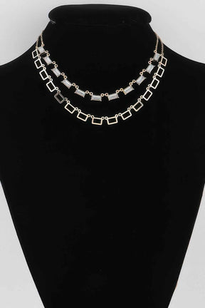 Multi Square Crystal Charm Necklace