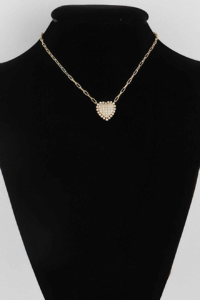 Rhinestone Heart Chain Necklace