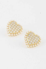 Beaded Heart Stud Earrings