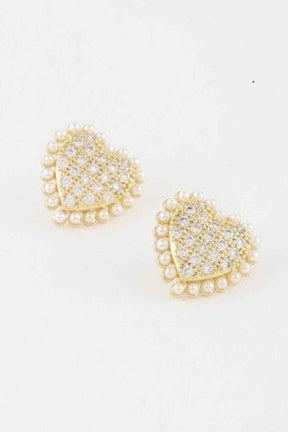 Beaded Heart Stud Earrings
