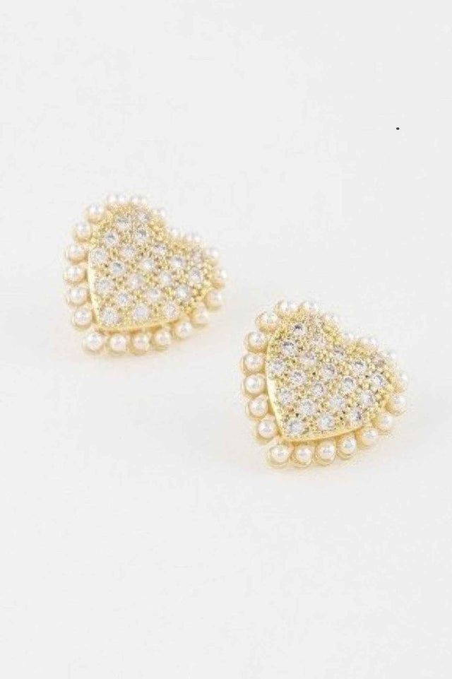 Beaded Heart Stud Earrings
