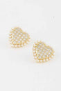 Beaded Heart Stud Earrings