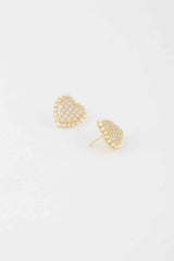 Beaded Heart Stud Earrings