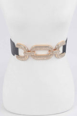Metal W/rhinestone Elastic Waist Belt