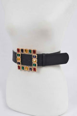 Rhinestone Gemstone Square Belt