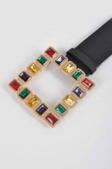 Rhinestone Gemstone Square Belt