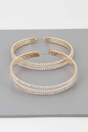 Wide Triple Jewel Hoop Earrings