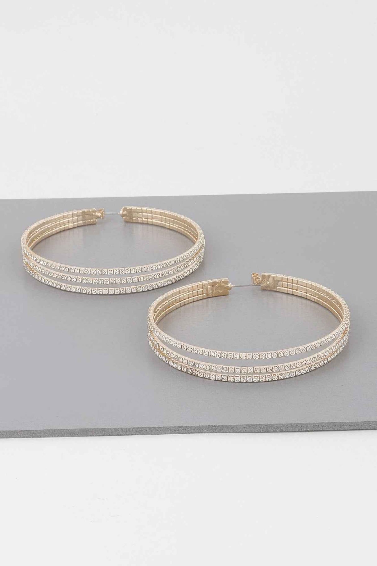 Wide Triple Jewel Hoop Earrings