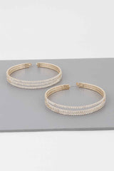 Wide Triple Jewel Hoop Earrings