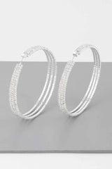 Wide Triple Jewel Hoop Earrings