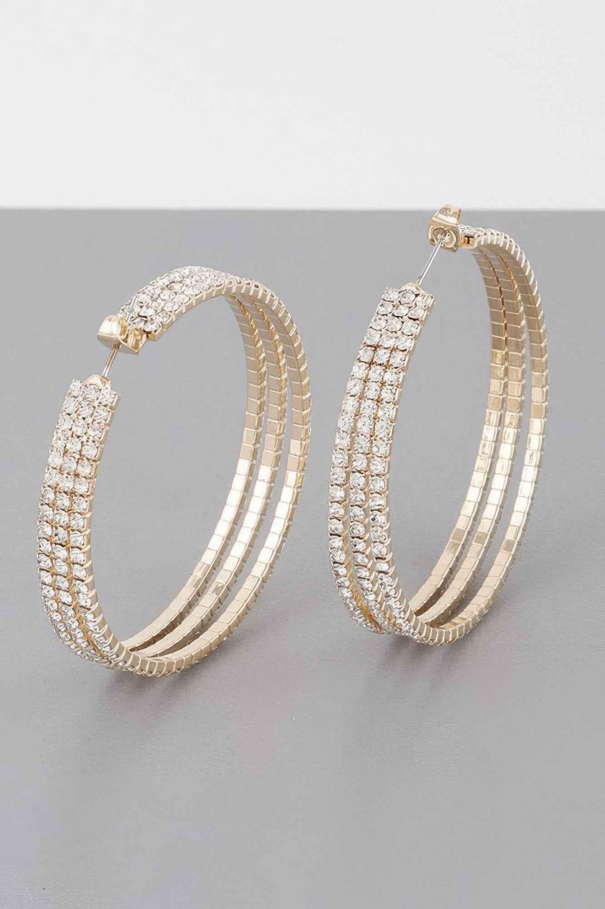 Triple Jewel Hoop Earrings