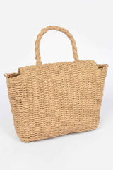Faux Straw Weaved Clutch Bag