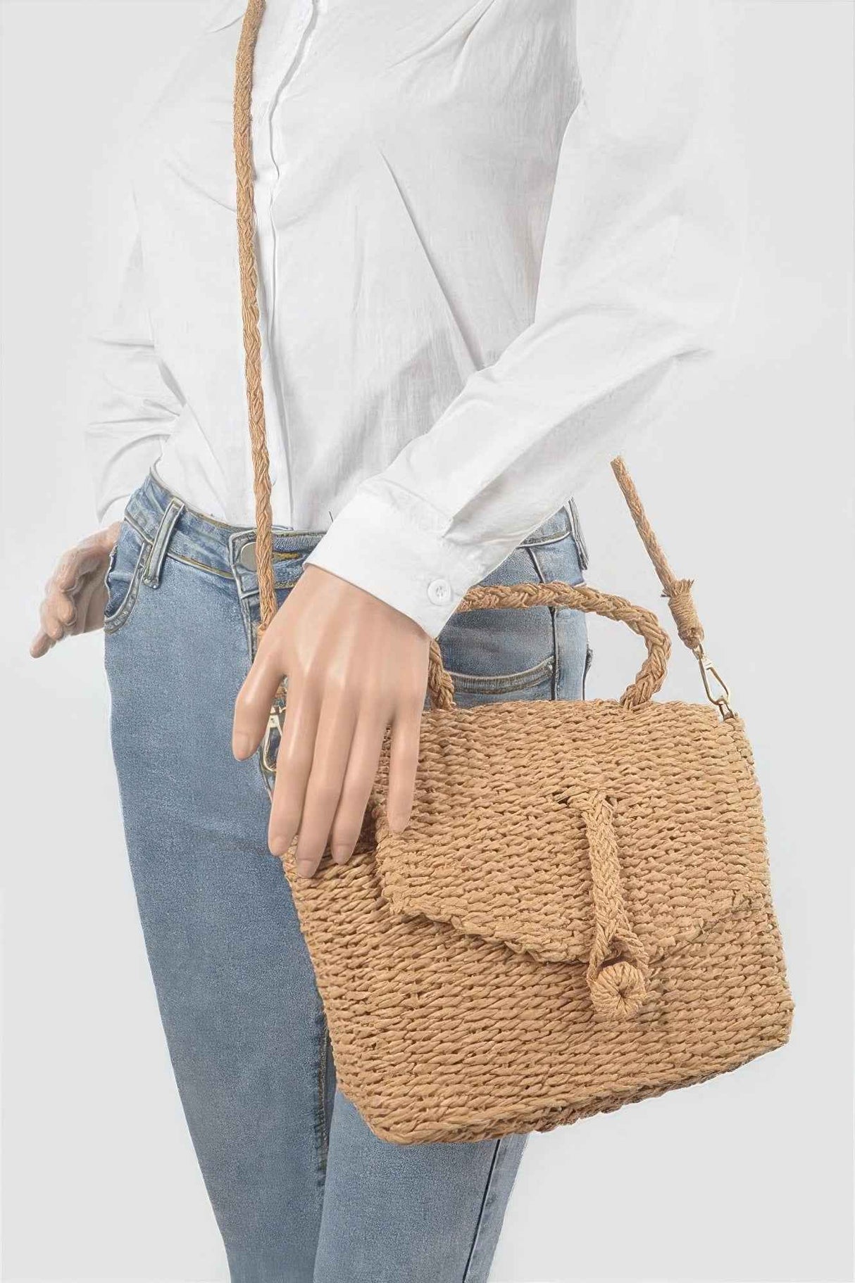 Faux Straw Weaved Clutch Bag