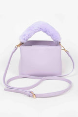Faux Leather Fur Handle Bag