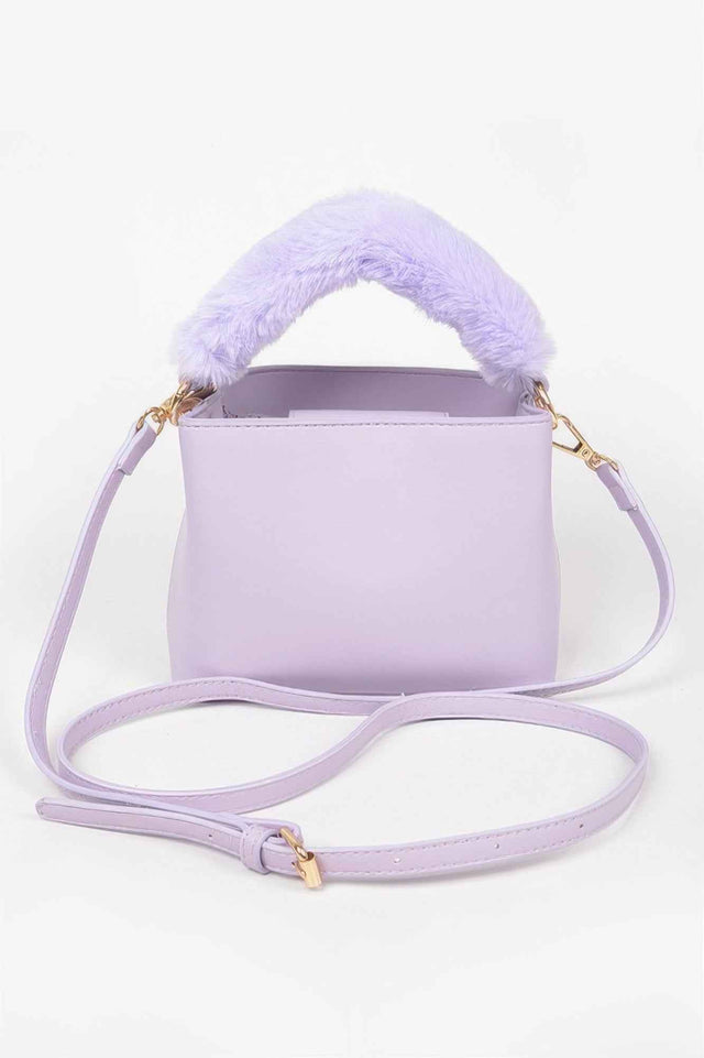 Faux Leather Fur Handle Bag