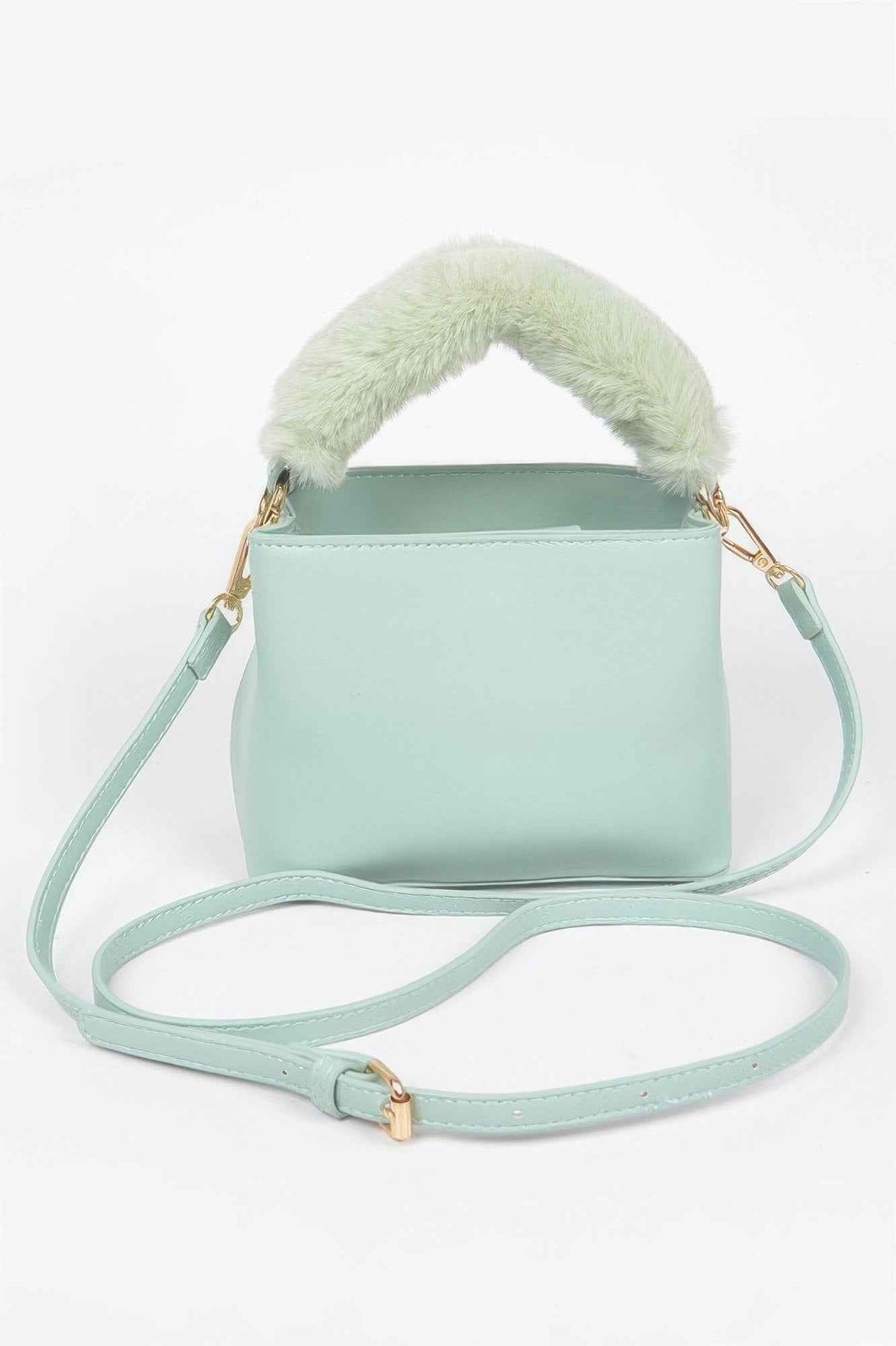 Faux Leather Fur Handle Bag